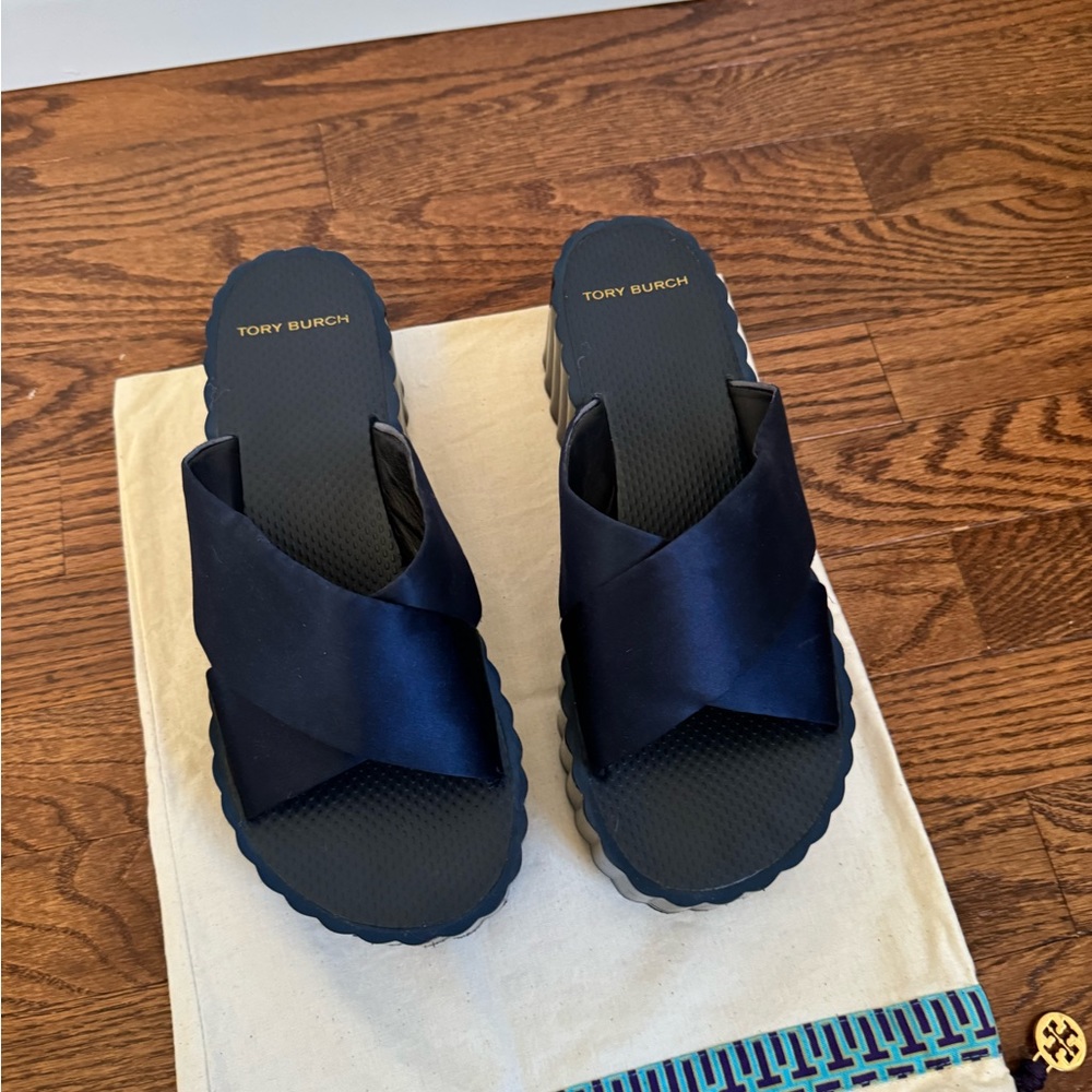 Tory Burch Navy Platform Sandal
